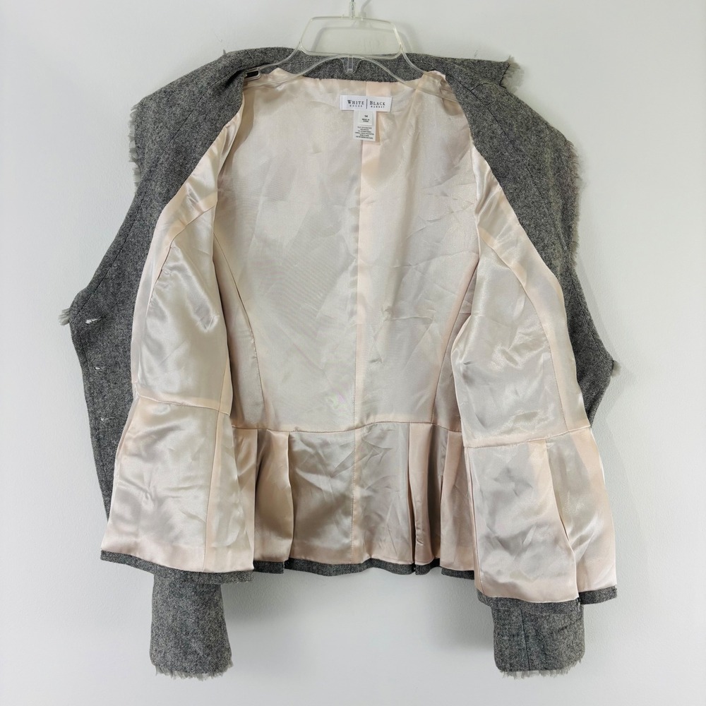 White House Black Market Gray Wool Blend Ruffle Trim Peplum Blazer Jacket 14 - Picture 6 of 9